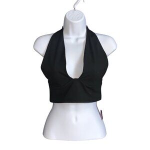 Wild Fable Womens Black Halter ButterBliss Crop Top Size Small